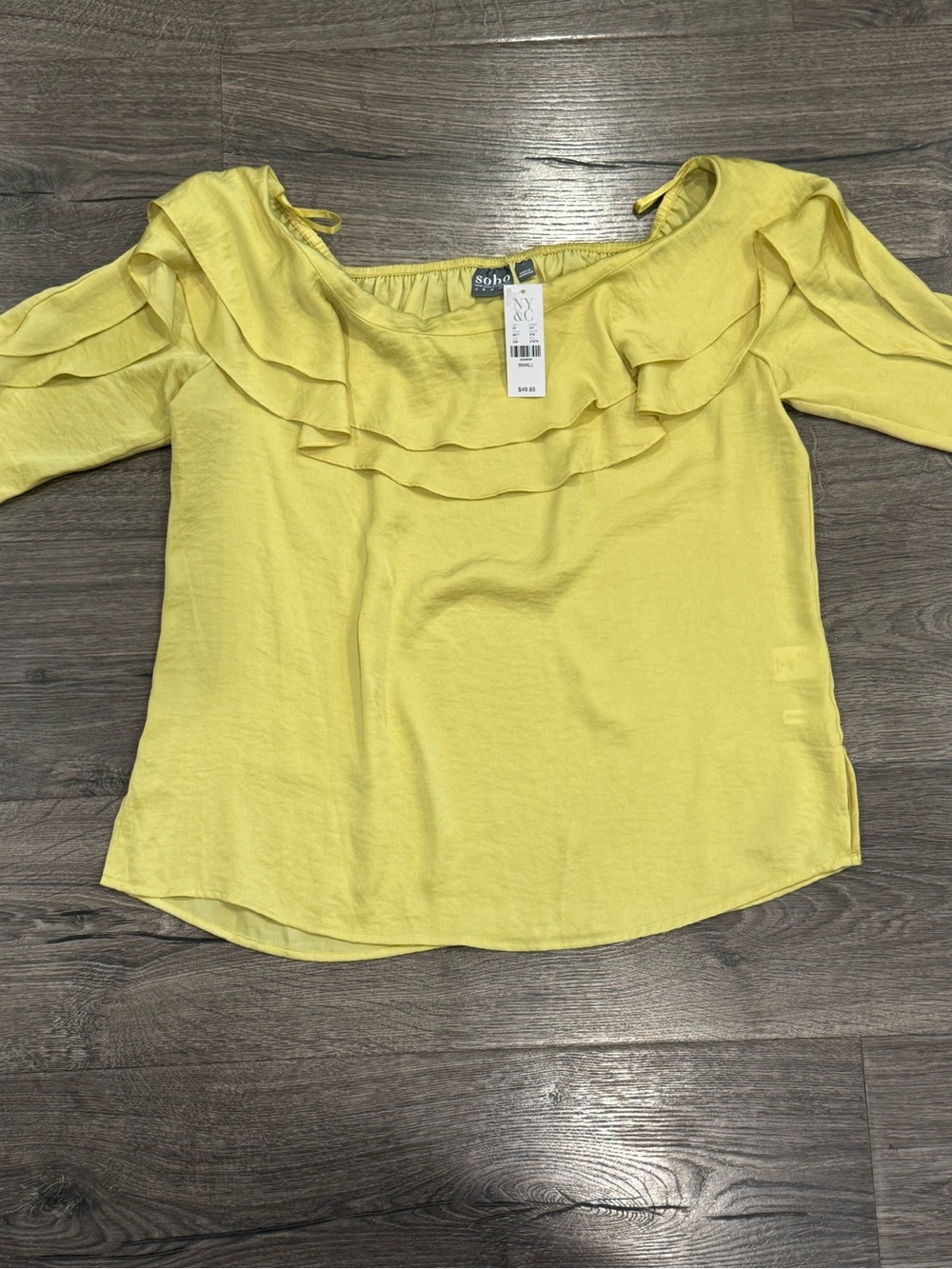Soho Yellow Ruffled Off-Shoulder Blouse - Picture 4 of 11